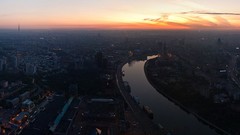 Dawn lights Moscow buildings cities rivers cityscapes skyscapes