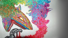 Dead Dragons blood drawings multicolor rainbows artwork