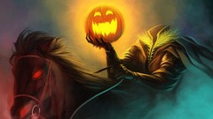 Dead Holidays Horses rider Halloween pumpkins artwork fantasy 
