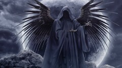 death grim reaper moon fantasy art wings Bones hoods