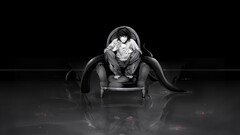 death note Lawliet L anime girls monochrome