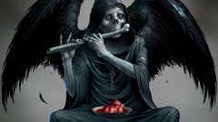 Death wings keys Hearts sitting skeletons playing music