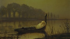 Death woman paintings lakes Lady of shalott artwork John 