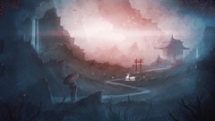 Deer Umbrellas waterfalls streams forests sacred artwork torii 