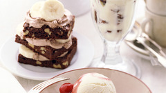 Delicious dessert ice-cream strawberries