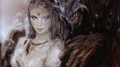 demon evil fantasy girl fantasy art Women looking at viewer