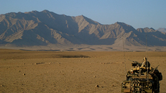 Desert military jeep hills