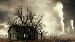 Deserts houses Trees ruins