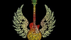 Design abstract wings Metallic Typography guitars hexagon