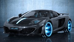 Design cars Tron blue light Supercars artwork mclaren mp4-12c 