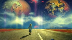 Design children Earth roads happy walk skyscapes toys 