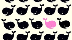 Design pink Whales surreal artwork