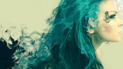 Design woman abstract blue hair deviantart