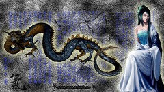 Design woman Dragons oriental digital art fantasy art