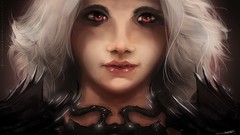 Design woman red eyes drawings blondes digital art fantasy art 