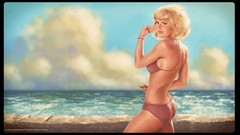 Design woman vintage Beaches drawings blondes digital art 