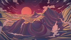 Desktopography artwork Sea sun waves nature
