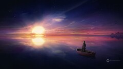 Desktopography sky dark boat vehicle alone outdoors artwork