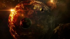 Destruction apocalyptic planets outer space digital art Pillars 