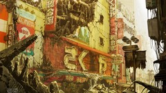 Destruction signs ruins Tokyo abandoned apocalyptic buildings 