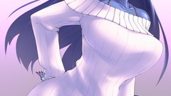 Devil blue skin Simple Background huge boobs slit pupils devil 