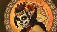 Dia de los Muertos artwork traditional art drawing Women redhead
