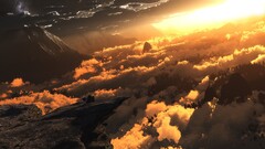 digital art clouds sunlight Mountains sunset nature landscape