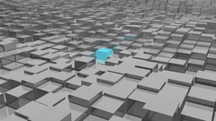 digital art Cube abstract selective coloring cyan gray 3d render