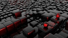 digital art Cube balls artwork render cgi black red 3d 3D Blocks