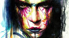 digital art face artwork colorful portrait Women