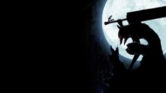 digital art fantasy art Anime moon dark red eyes sword