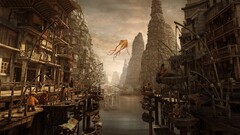digital art fantasy art fantasy city artwork