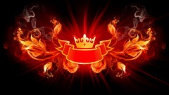 digital art fire Crown floral curtains Plants leaves swirls