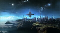 digital art futuristic science fiction futuristic city artwork