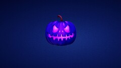 digital art Halloween blue background pumpkin Simple Background