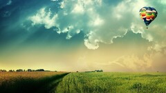 digital art hot air balloons sky landscape clouds