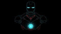 digital art Iron Man cyan