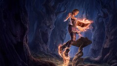 digital art magic fantasy girl Women Trees