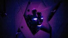 digital art render abstract lines face blue purple