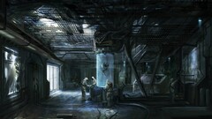 digital art science fiction Scientists laboratories Aliens