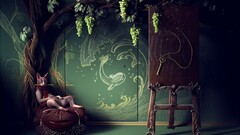 digital art surreal paintbrushes grapes easel fantasy art food