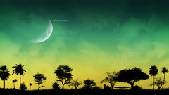 Digital art Trees moon