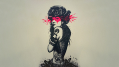 digital art Women looking at viewer Cigarettes hat artwork