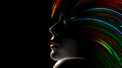 digital art Wonder Woman abstract dark colorful black background