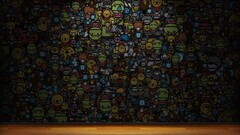 digital art wooden surface colorful dark