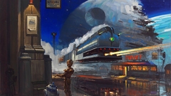Dinner star wars Death Star r2d2 C3PO trains Jawas