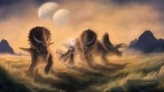 Dinosaurs fantasy art triceratops