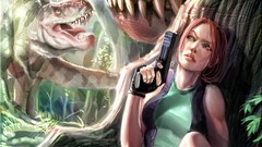 Dinosaurs tomb raider lara croft artwork Tyrannosaurus Rex