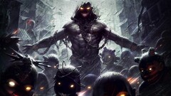 disturbed fantasy art chains demon horror glowing eyes creature