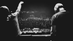 DJs party crowd monochrome